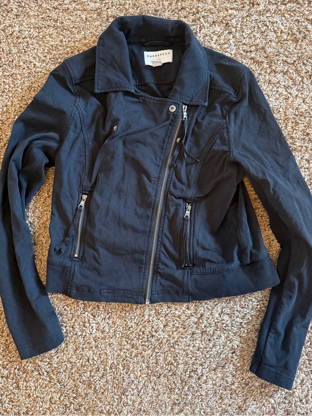 Marrakech Women's Black Asymmetrical Zip Bomber Jacket